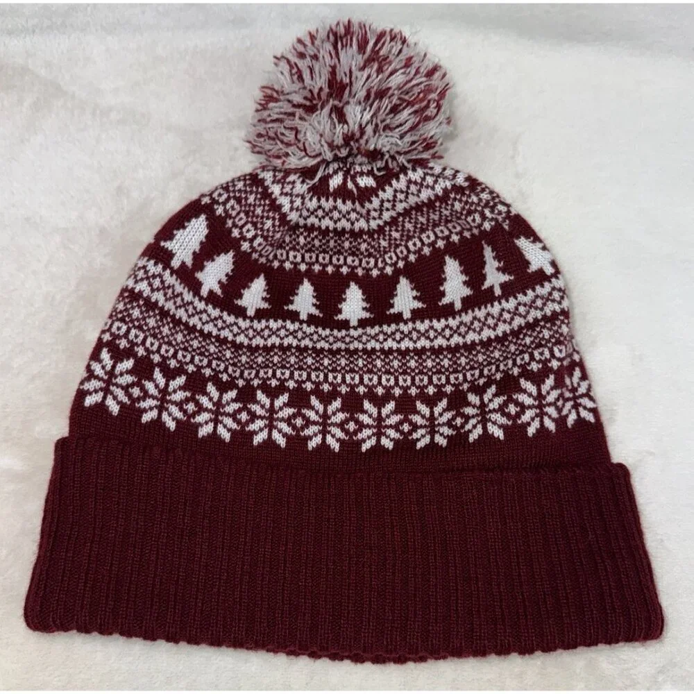 Zephyr STANFORD UNIVERSITY Cardinal Red Knit Beanie Hat Pom-Pom Unisex Winter